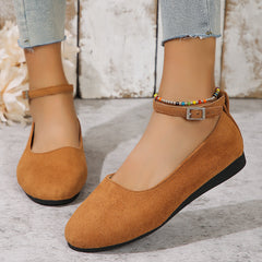 Velvet Solid Color One-Strap Shallow Mouth Flat Shoes