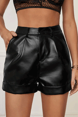Classic PU Rolled Hem Shorts