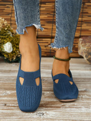 Navy knits hollow slip on shoes