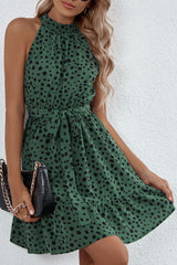 Halterneck Turtleneck Floral Dress