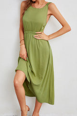 Elegant green Halter Backless Dress