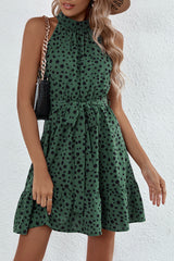 Halterneck Turtleneck Floral Dress