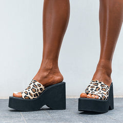 Chunky Leopard Slip-on Sandals