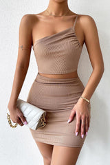 One shoulder Drawstring Mini Dress