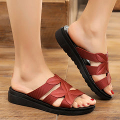 Floral Woven Strap Comfort Slide Sandals