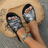 Sequined python flat slippers