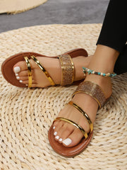 Gold Rings Flat Slides