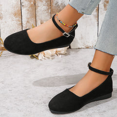 Velvet Solid Color One-Strap Shallow Mouth Flat Shoes