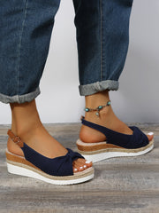 Lightweight Buckle Peep Wedges Sandals