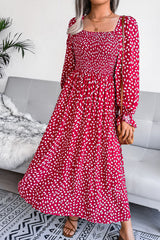 Elegant Square Neck A Line Pleated Dress