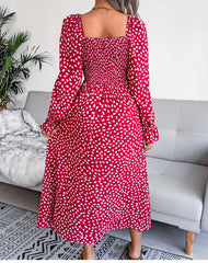 Elegant Square Neck A Line Pleated Dress