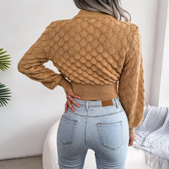 Diamond Cutout Chic Crop Knit Sweater