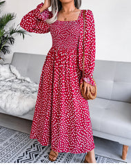 Elegant Square Neck A Line Pleated Dress