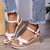 Open Toe One Line Buckle Muffin Sole Wedges Sandals