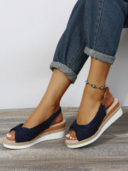 Lightweight Buckle Peep Wedges Sandals