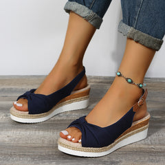 Lightweight Buckle Peep Wedges Sandals