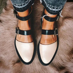 Color Contrast Buckle Flats