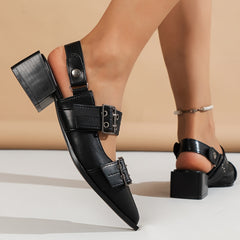 Vintage Double Buckle Straps Leather Oxfords