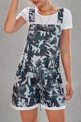 Camouflage Printed High-waist Strap Shorts