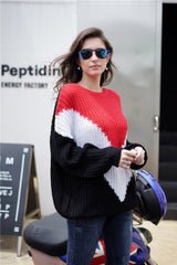 Casual Color Block Loose Sweater