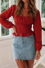 Casual Ruffled Collarless Shirt Top