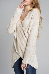 Casual V Neck Front Cross Weekend Sweater