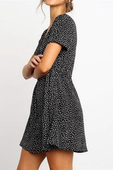 Chiffon V-collar Short Sleeve Dress