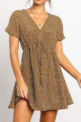 Chiffon V-collar Short Sleeve Dress