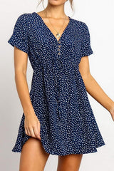 Chiffon V-collar Short Sleeve Dress