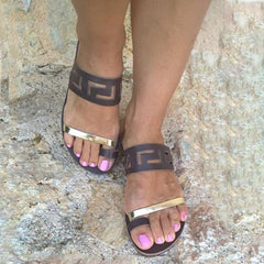 Color Block Flat Peep Toe Casual Slippers