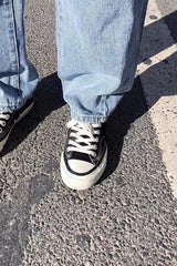 Color Block Pocket Loose Jeans