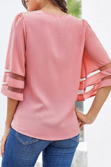 Cropped Sleeves Hollow Loose Shirt