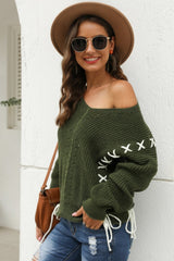 Cross Tie Loose Knit Pullover