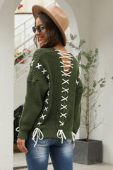 Cross Tie Loose Knit Pullover