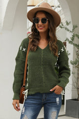 Cross Tie Loose Knit Pullover