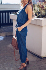 Denim Sleeveless Jumpsuit