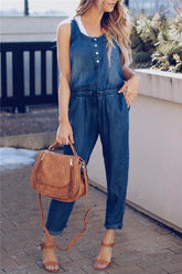 Denim Sleeveless Jumpsuit