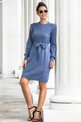 Elegant Soft Belt A-line Knitted Dress