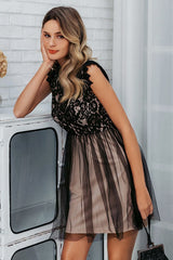 Embroidery Sleeveless Lace Short Dress