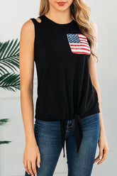 Flag Pattern Print Pocket Short Sleeve T-shirt