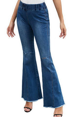 Flared Trousers with High Waist and Knee Holes