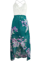 Floral Backless Criss-cross Irregular Dress