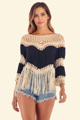 Fringe Irregular Hollow Beach Blouse