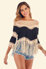 Fringe Irregular Hollow Beach Blouse