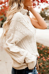 Frost Cable Knit One Sleeve Sweater - White