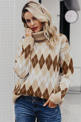 Geometrical Turtle Neck Thick Pullover