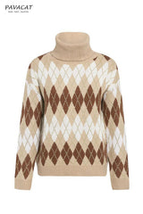 Geometrical Turtle Neck Thick Pullover