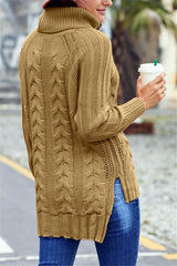 High Neck Cable Knit Sweater