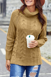 High Neck Cable Knit Sweater