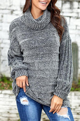 High Neck Solid Color Sweater